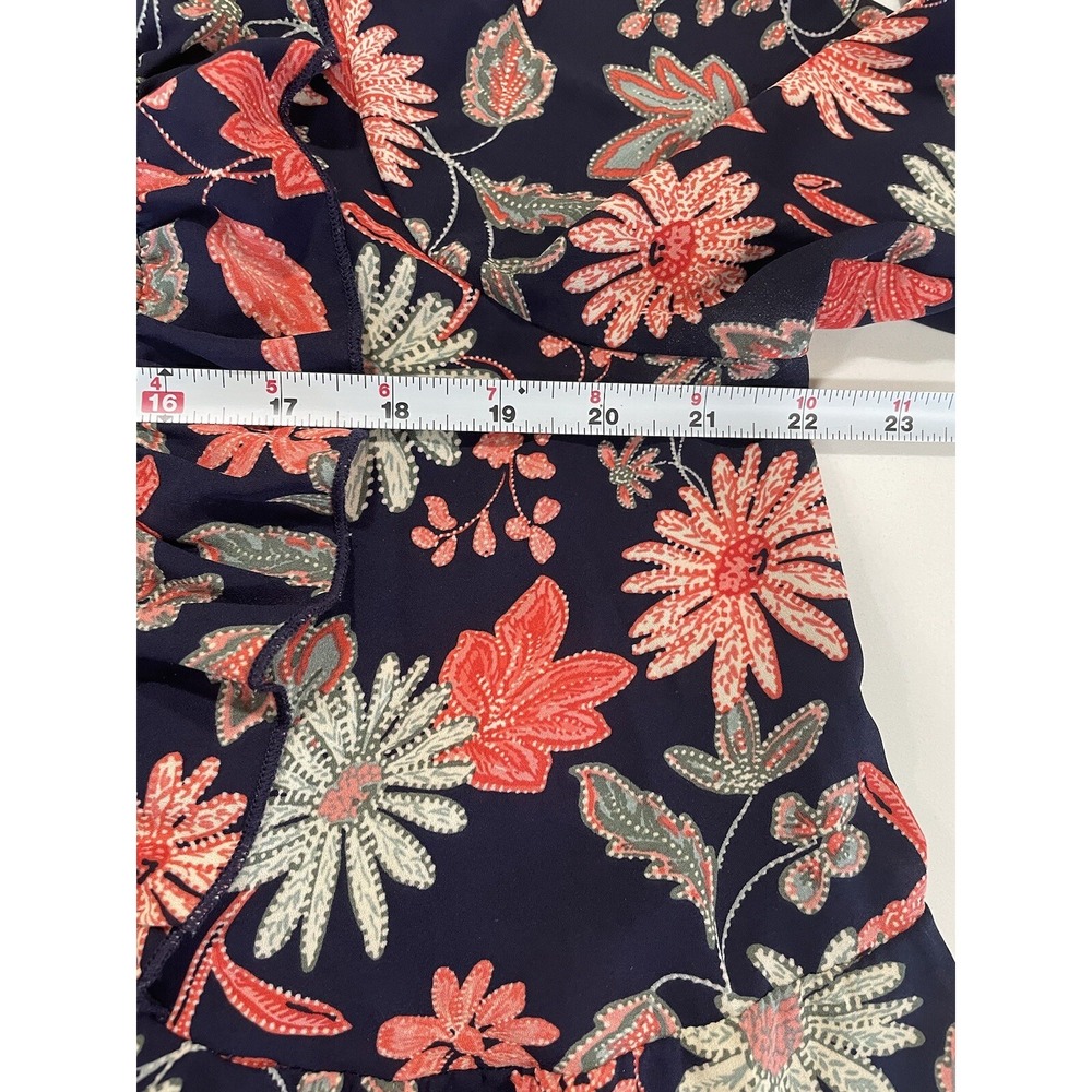 Nanette Lepore Anthropologie‎ Women's L Navy Floral Spring Top Blouse - Picture 5 of 7